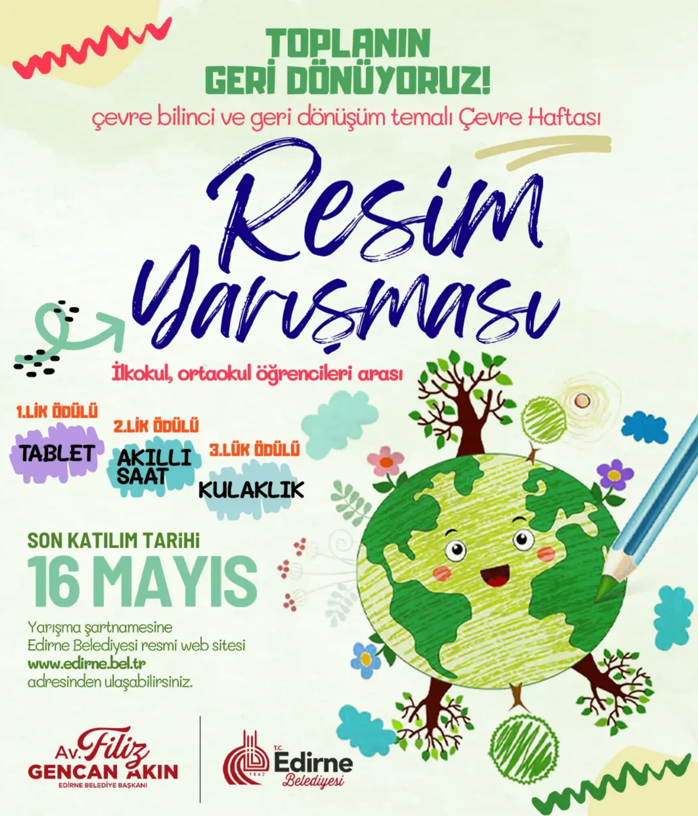 Edirne’de öğrencilere geri dönüşüm temalı resim yarışması